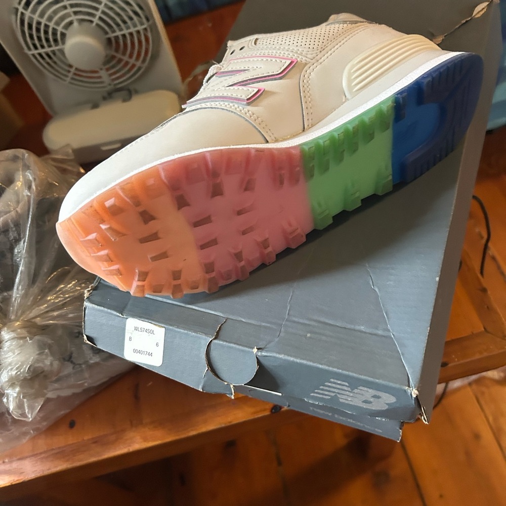 New Balance White Sneakers with Colorful Sole
